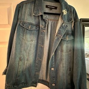 Ashley Mason Distressed Blue Denim Jacket